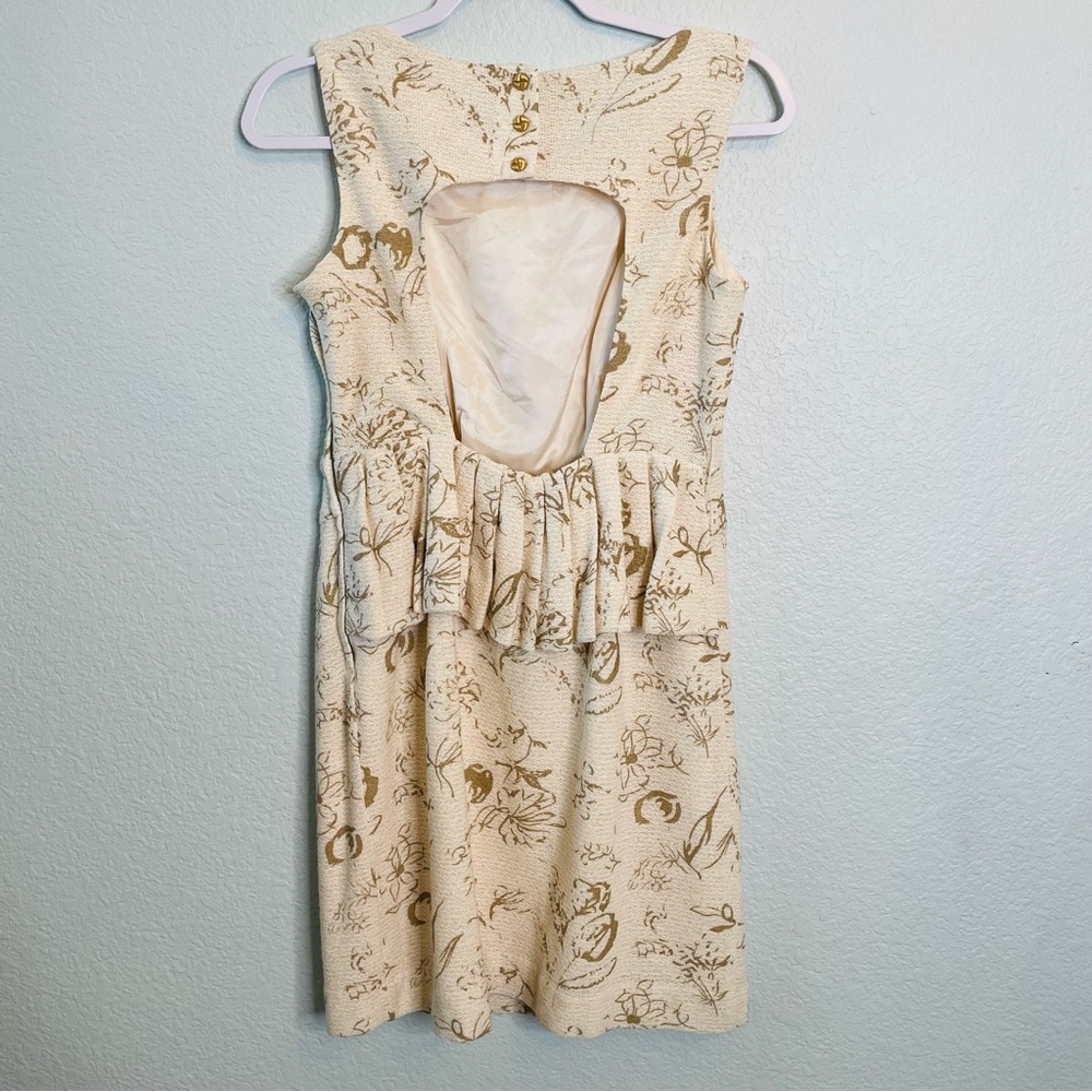Anthropologie Moulinette Soeurs Cream Tan Open Back Dressy Mini Dress | Size 6 - Picture 8 of 8
